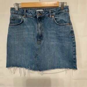 Topshop raw hem denim mini skirt size 8